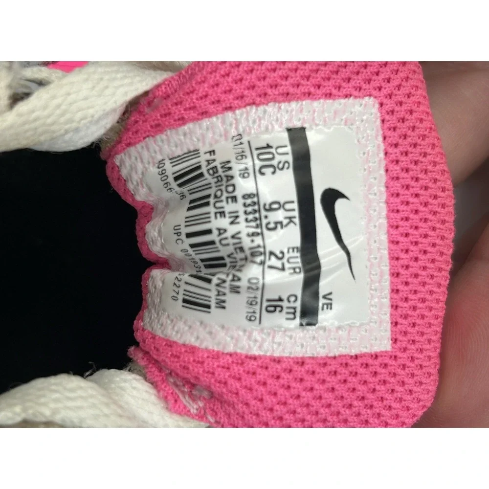 Size 10C Nike Air Max 90 Leather TD White/Pink 833379-107